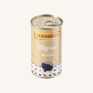 La Española Pitted black olives (aceitunas negras sin hueso), can 150 gr drained (350 gr net weight)