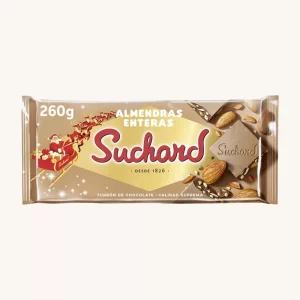 Suchard Chocolate Nougat with full Almonds and Puffed Rice (Turrón de Chocolate con almendras), tablet 260 g