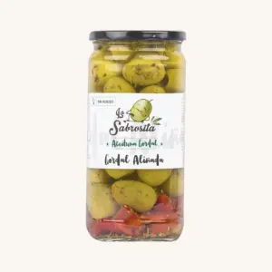 La Sabrosita Gordal Aliñada pitted olives, from Seville, jar 690g